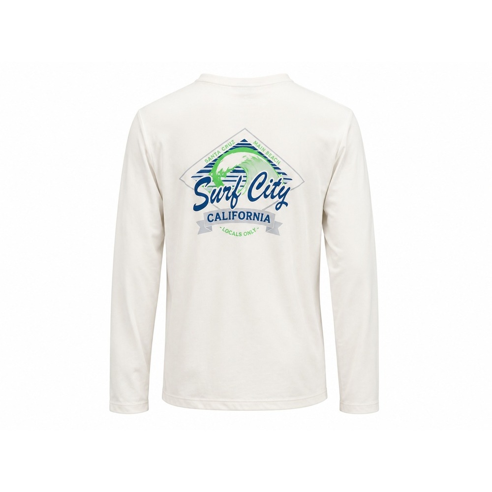 Weatherproof Vintage Mens White Santa Cruz Surf City Long Sleeve UPF 50 Shirt M